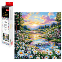 Алмазная мозаика 30х30см (Феникс) Ромашки у реки без подрамника полное заполнение арт.70801