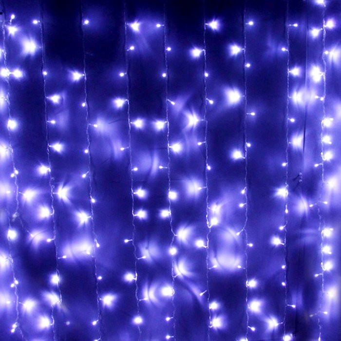 Гирлянда электрическая уличная занавес Водопад 3*2,5м 480LED цвет белый (светлый провод) 8режимов арт.183-077
