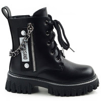 Ботинки для девочки ( B&G) черный верх-искусственная кожа подкладка -натуральный мех артикул dz-F363-12A