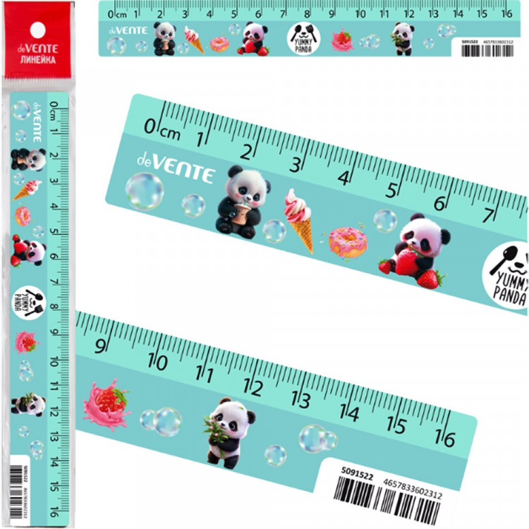 Линейка 16см (deVENTE) Yummy Panda с дизайном арт.5091522