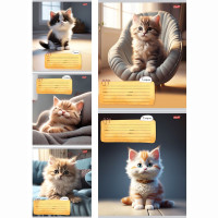 Тетрадь 24 листа линия (Profit) Котик дома цветная мелованная обложка ассорти арт.24-5773