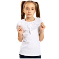 Джемпер для девочки трикотажная (Ликру) короткий рукав цвет экрю арт.1115 размерный ряд 36/146-42/164