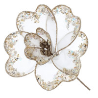 Украшение декор. "Цветок. Магнолия" 40см цв.белый/золото арт.824329