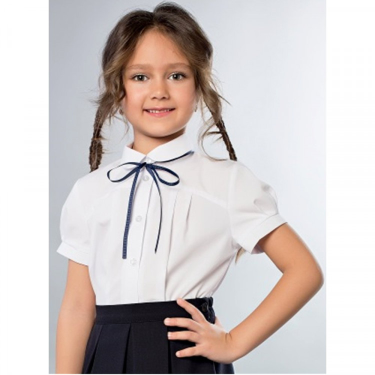 Блузка для девочки (Топтышка) короткий рукав цвет белый арт.5117 размерный ряд 32/128-40/152
