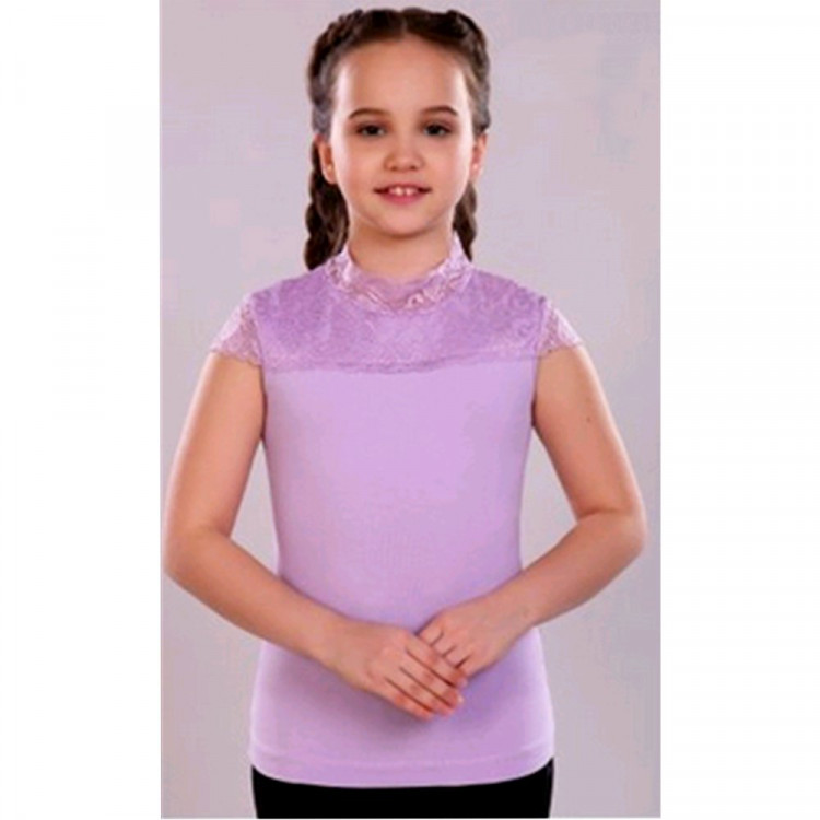 Блузка трикотаж для девочки (Jersey Lab) короткий рукав цвет сиреневый арт.13151 Надежда размерный ряд 32/134-40/158