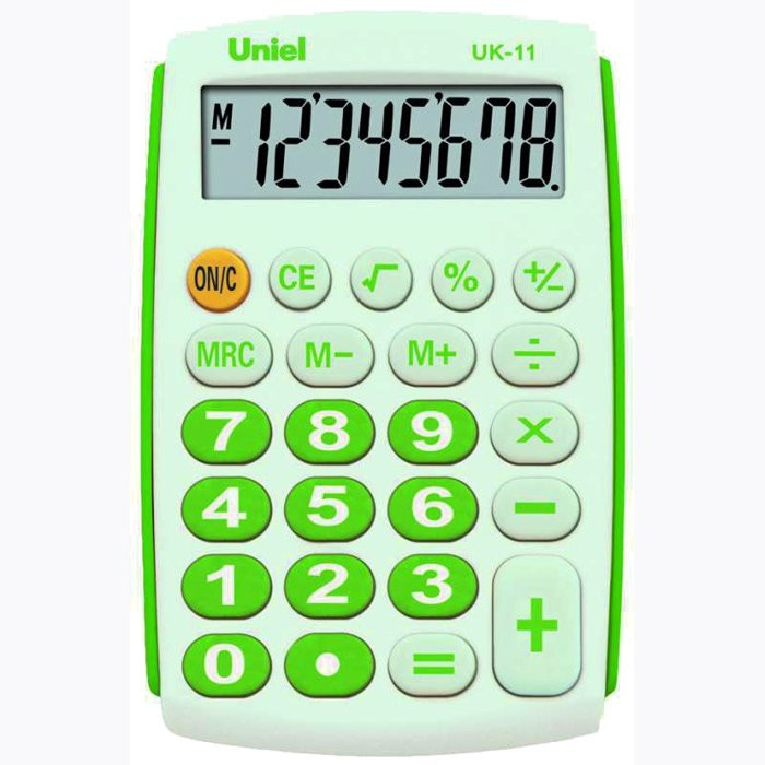 Калькулятор карманный 08разрядов UNIEL 97*62*11 зеленый (UK-11G)