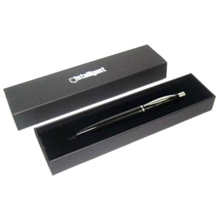 Ручка шариковая подарочная (INTELLIGENT) черный металик с серебром, синяя, 1,0 мм, картонный футляр арт.BV-164