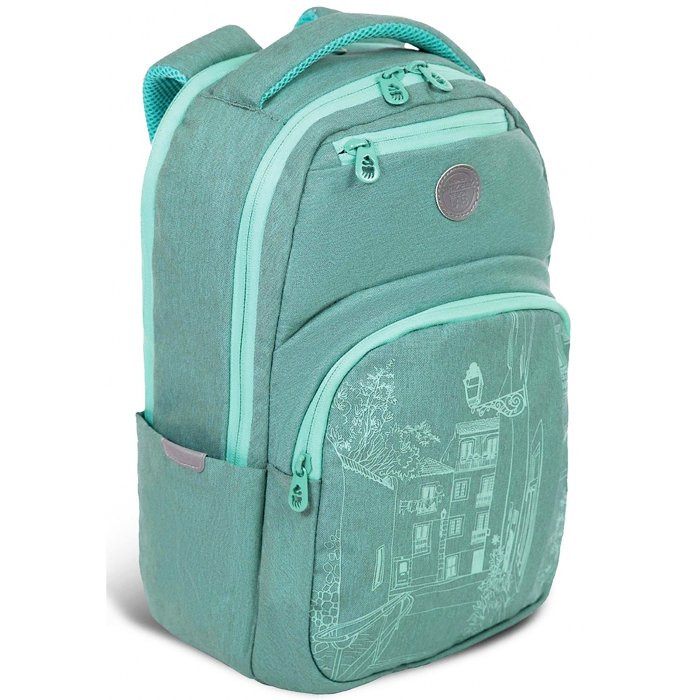 Рюкзак для девочек школьный (Grizzly) арт.RD-241-1/1 мятный 27,5х43х16см