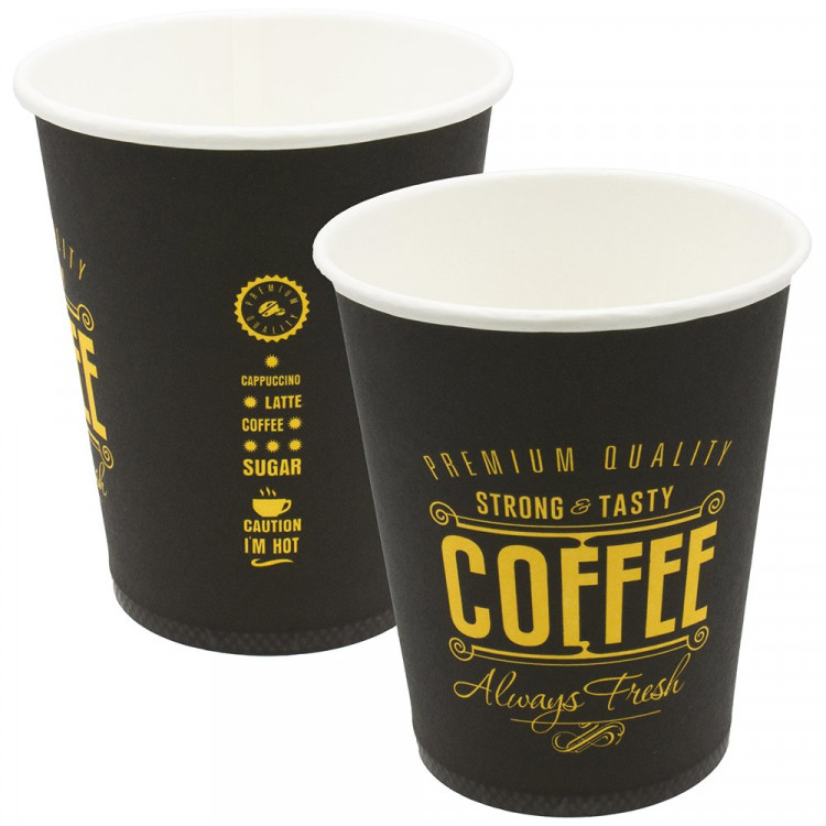Стакан бумажный 200/260мл Always Fresh 10 шт/уп черный (Ст.20)  крышка 446984,446985 ДЛЯ РК