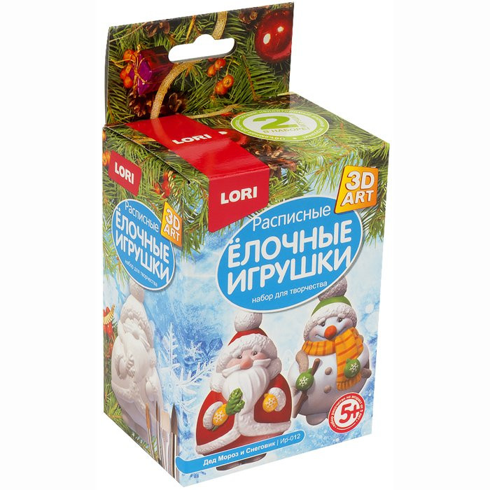 Набор для творчества Роспись ёлочных игрушек Дед Мороз и Снеговик (LORI) арт.Ир-012