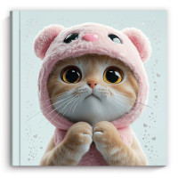 Блокнот А6 твердая обложка 48 листов (Феникс) Кот в капюшоне глянцевая ламининация тиснение фольгой 105х105 мм арт.71919