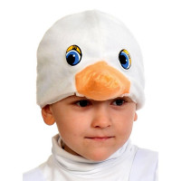 Маска-шапочка карнавальная плюш (ЖИВОТНОЕ) "Гусенок" цв.белый р.52-54 арт.4068