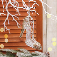 Украшение декор.подвеска пластик (Серия ледяная) "Туфелька принцессы" 10см 02шт/наб.  арт.916-1310