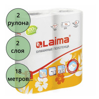 Полотенце бумажное рулон 2-х слойное ЛАЙМА белые 2шт/блок (Ст.12)