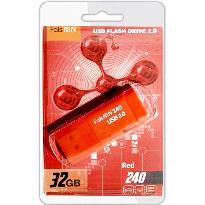 Флеш диск 32GB USB 2.0 FaisON 240 пластик красный