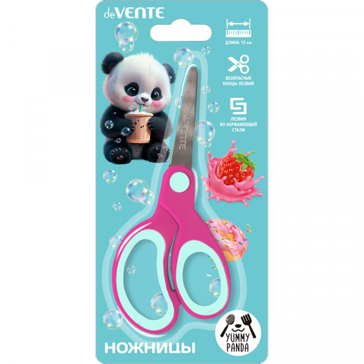 Ножницы детские 130мм прорезиненные ручки (deVENTE) Yummy Panda арт.8010507