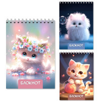 Блокнот А6 мягкая обложка на гребне 40 листов (Mazari) Котята ассорти арт.M-17319