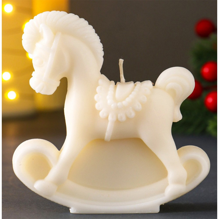 Свеча фигурная 9,6*3,5*10см "Лошадка-качалка" натуральный воск арт.10903506