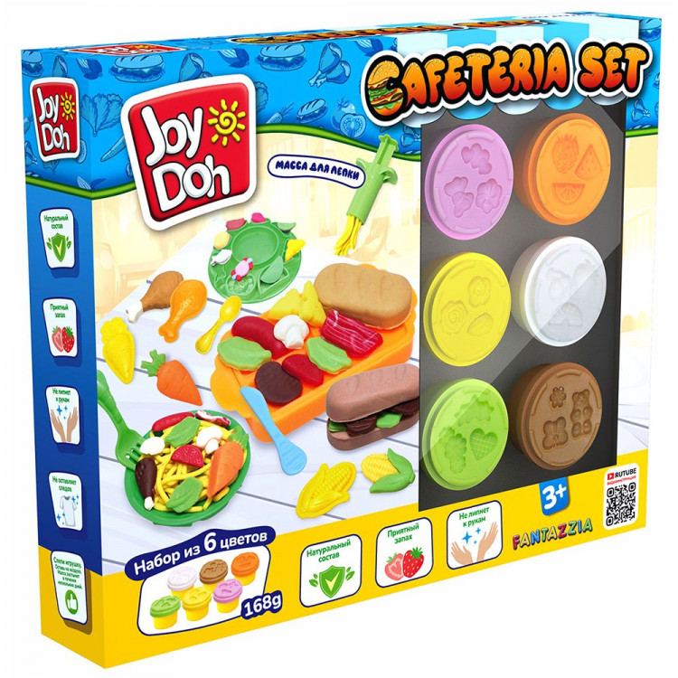 Набор для творчества из теста (Joy Doh) Кафетерий 6 цветов по 28 грамм 11 аксессуаров арт.CAFE-168 pot