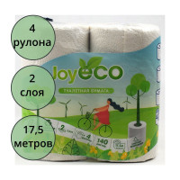Бумага туалетная 2-слоя втулка 4рулона в упаковке 17,5 метров Joy Eco белая (Ст.12)