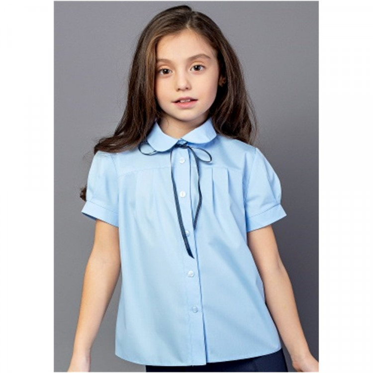 Блузка для девочки (Топтышка) короткий рукав цвет голубой арт.5117 размерный ряд 34/134-40/152