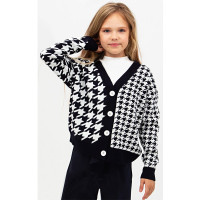 Кардиган для девочки (MMD) артикул 1519 размерный ряд 32/128-44/164  цвет темно-синий/белый