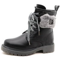 Ботинки для девочки ( МИКАСА) черные верх-искуственная кожа подкладка - искуственная шерсть артикул 						  RC97_LV309-3-6