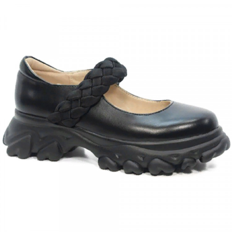 Туфли для девочки (Indigo Kids) черные верх-искусственная кожа подкладка-натуральная кожа размерный ряд 33-37 артикул 32-0071C