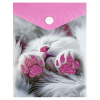 Папка-конверт на кнопке А6 (Феникс) 180мкм Котолапки арт.69024