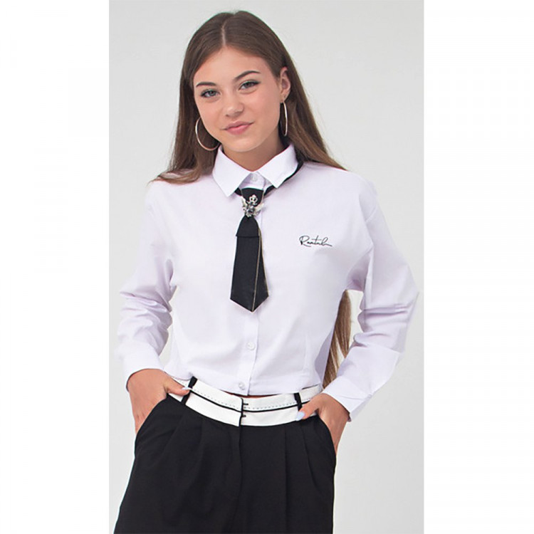 Блузка для девочки (LLF) длинный рукав цвет белый арт.3572 размерный ряд 36/140-48/176