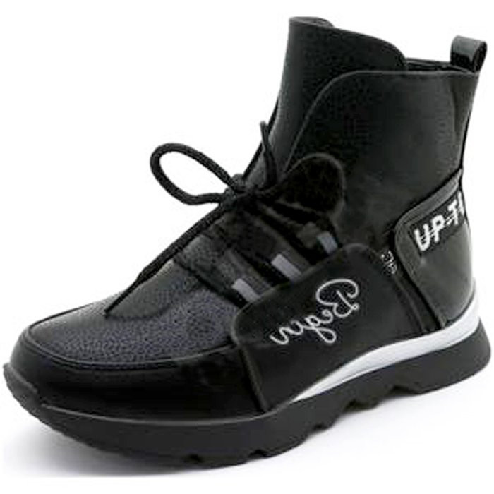 яяяБотинки для девочки (B&G) черные верх-искуственная кожа подкладка-натуральный мех артикул RC51_2907-2A