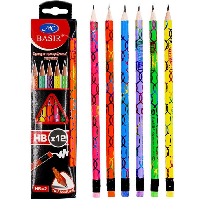 Карандаш чернографитный МС с ластиком НВ Голография арт.МС-4944 (Ст.360)