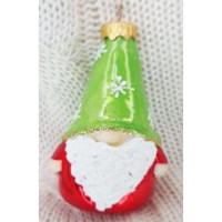 Украшение декоративное стекло 10см "Веселый бородач 1" зелёный арт.Ф597/5