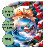 Пакет ПВД прорезная ручка 38*45+3см 60мкм НГ Душа деревни