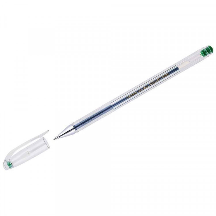 Ручка гелевая  прозрачный корпус  Crown 0,5мм зеленая
