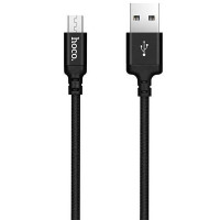 Кабель USB - micro USB HOCO X14 2,4A, 2м, в оплетке, черный