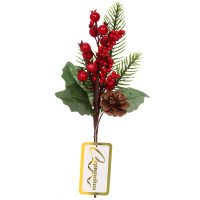 Украшение декоративное "Ветка. Хвоя, ягоды, шишки, листья" 25см арт.201-2723