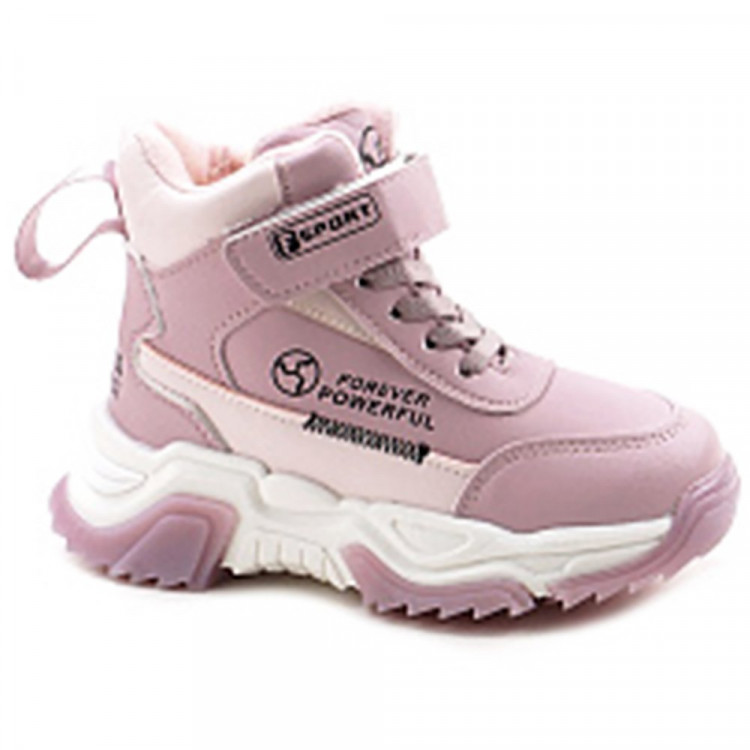 Ботинки для девочки ( B&G) розовый верх-искусственная кожа подкладка -натуральный мех артикул dz-F365-4F