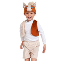 Костюм М (ЖИВОТНОЕ) Коник ЛАЙТ (жилет,шорты,маска) р.110-116 цв.бежевый/рыжий плюш арт.3021