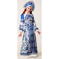 Костюм взрослый Снегурочка Василиса (платье,кокошник) р.44-р.48 арт.321