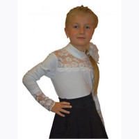 Джемпер для девочки трикотажный (Ликру) длинный рукав цвет голубой арт.1014 Кружевница