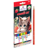 Карандаши цветные (Attomex) Kawaii Cat 12 цветов 2М, 2,65мм шестигранные арт.5022546