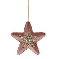 Украшение декор.подвесное текстиль (Бархат розовый Звезда) 14см арт.761533