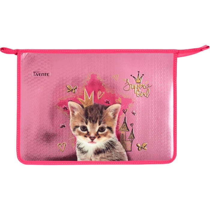 Папка школьная для тетрадей А4 на молнии (deVENTE) Cat Princess арт.8053206