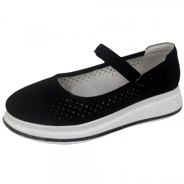 Туфли для девочки (TOM.MIKI) черный верх-искусственная замша подкладка-натуральная кожа размерный ряд 33-36 арт.RR1604_B-10225-B