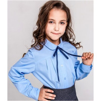 Блузка для девочки (Топтышка) длинный рукав цвет голубой арт.5117 размерный ряд 34/134-40/152