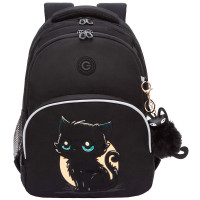 Рюкзак для девочек школьный (Grizzly) арт.RG-560-4/1 черный 27х40х20 см