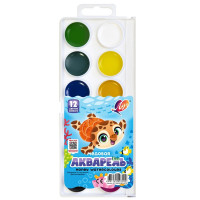 Акварель 12 цветов (Луч) Zoo пластиковая крышка без кисти арт.19С 1249-08