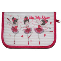 Пенал 1 отделение (Лист-Арт) Девчонки-балерины ткань 200х130х20мм арт.П1с-18-431т