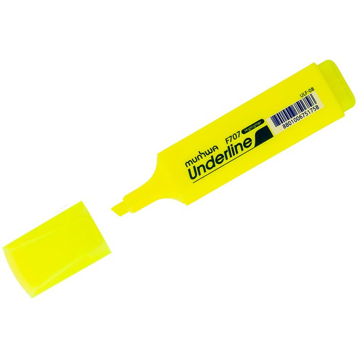 Маркер флюорисцентный MunHwa "UnderLine" скошенный желтый 1-5мм арт.ULF-08 (Ст.12)